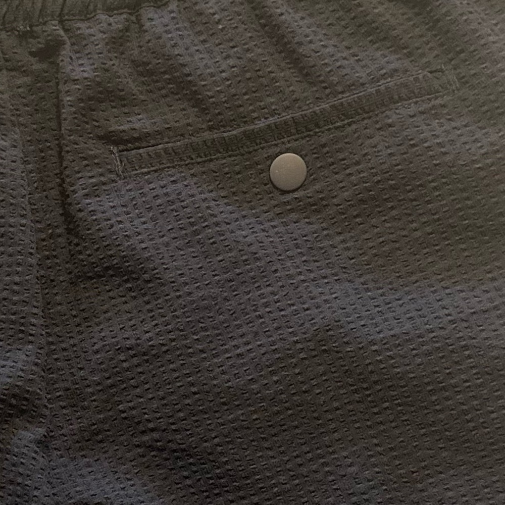 Zara Men’s  Navy Blue Seersucker Elastic Band Draw String Lightweight Shorts - Picture 10 of 11